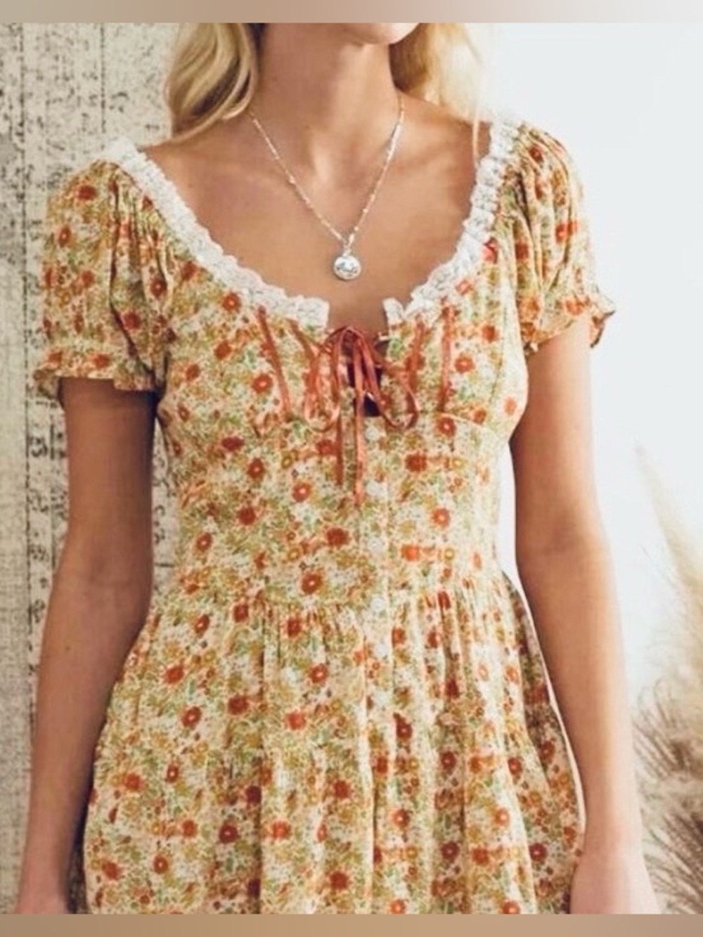 Urban Outfitters UO Floral Lilly Tie-Front Playsuit Romper Dress, Size Medium